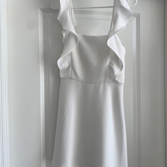 BCBGeneration Double Weave Ruffle Sleeve White Dress - Picture 6 of 9
